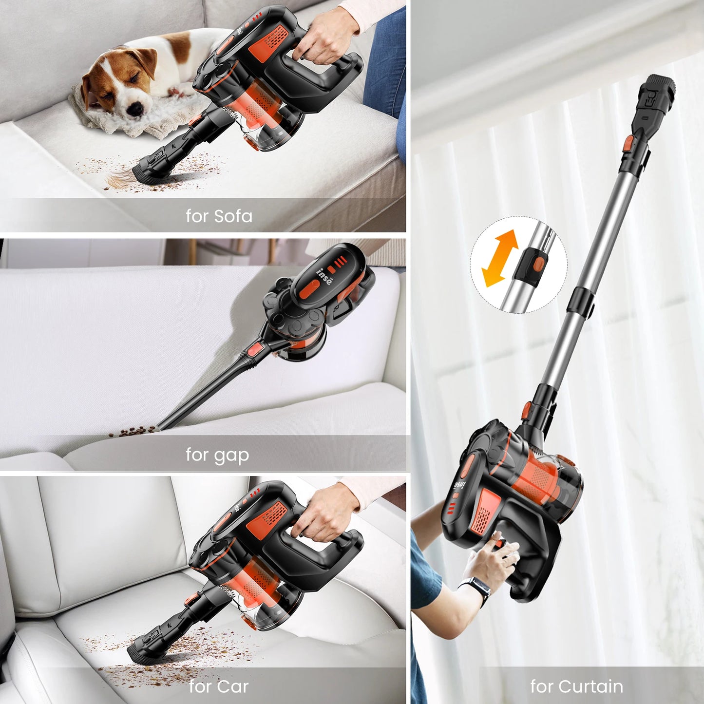 INSE V770 Cordless Stick Vacuum Cleaner – 25kPa, 235W, 6-in-1, 40min Battery