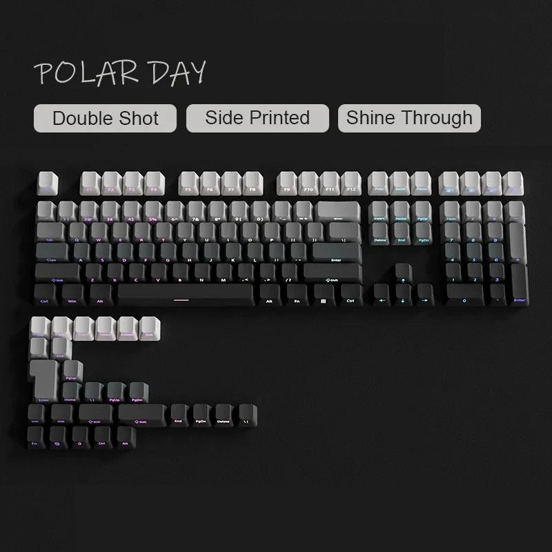 Cherry Profile PBT Keycaps 133+ Keys – White Side-Printed Shine-Through for MX Switches