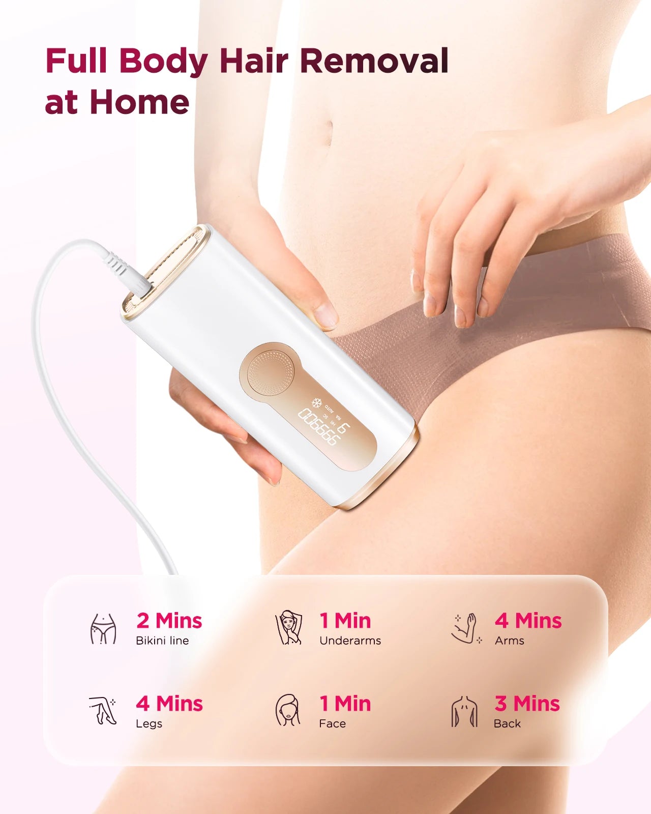 IPL Hair Removal Device – 990,000 Flashes, Permanent Painless Hair Remover for Men & Women, Body & Face
