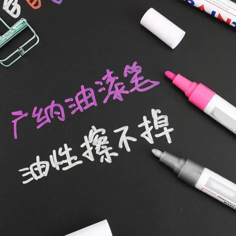 White Tyre Paint Pen Set | Waterproof Oil-Based Quick Dry Permanent Marker for Car Tyres (3pcs)
