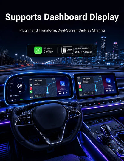 Wireless CarPlay & Android Auto Adapter 2026 | Plug & Play, Stable BT+WiFi, OTA Updates, 99% Car Compatible