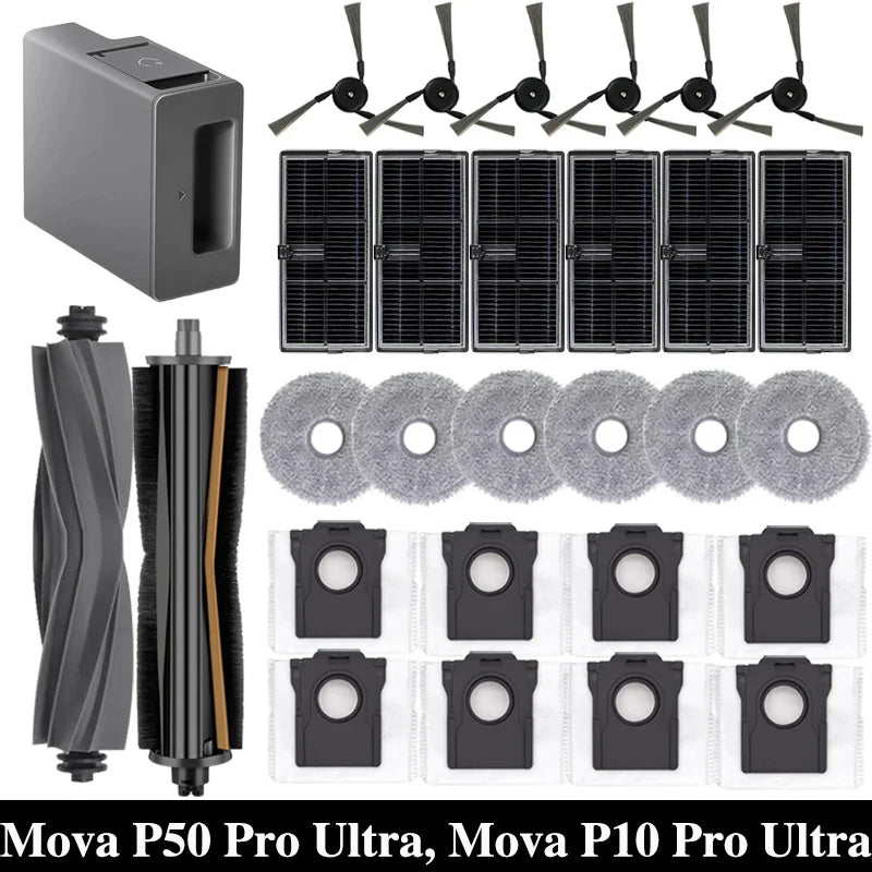 Mova P50 Pro Ultra / P10 Pro Ultra Robot Vacuum Spare Parts – Brush, Filter, Mop & Dust Bag