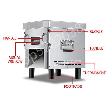 850W Commercial Meat Cube Cutter & Slicer Machine – Adjustable Cut Size, Fresh Meat Dicer