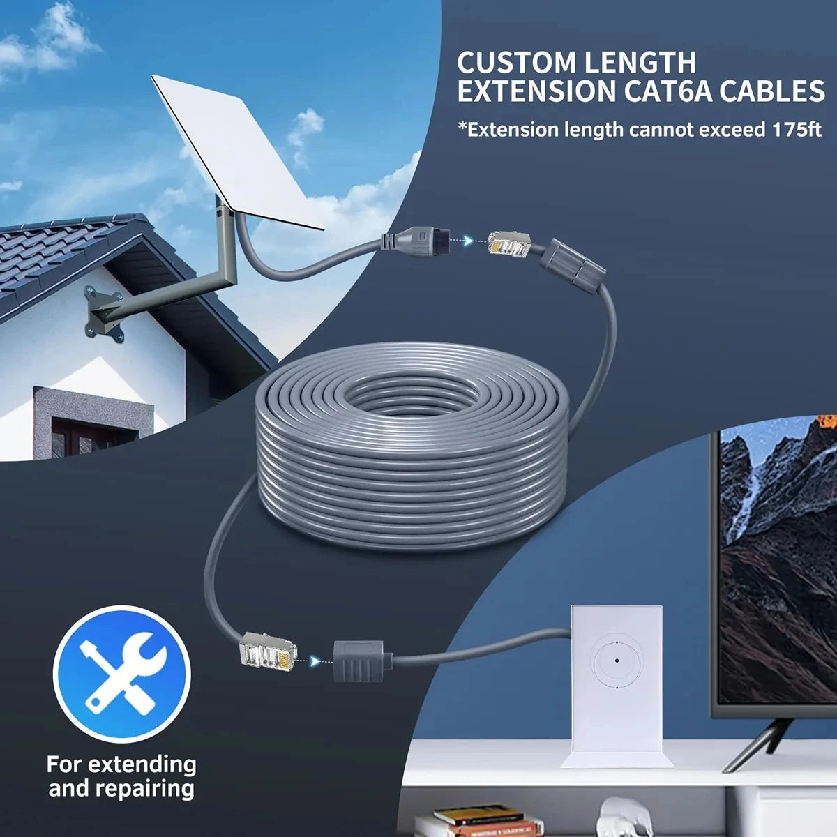 Starlink Cable RJ45 Female Connector – Anti-Aging 24AWG Bare Copper | Home Use