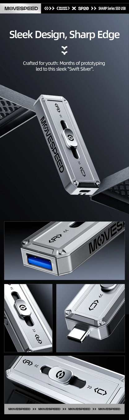 MOVESPEED SP20 USB Flash Drive | 2100MB/s | USB 3.2 Gen 2 | Type-C + USB-A | 256GB–2TB | iPhone
