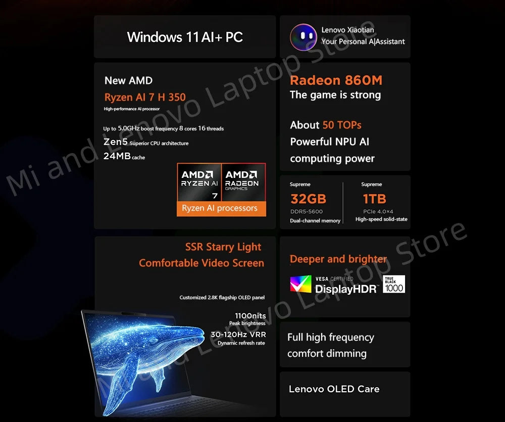 Lenovo Xiaoxin Pro16 2025 – AMD AI 7 H 350, 32GB DDR5, 1TB SSD, 16" 2.8K OLED 120Hz, Wi-Fi 7