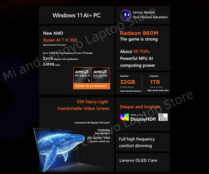 Lenovo Xiaoxin Pro16 2025 – AMD AI 7 H 350, 32GB DDR5, 1TB SSD, 16" 2.8K OLED 120Hz, Wi-Fi 7