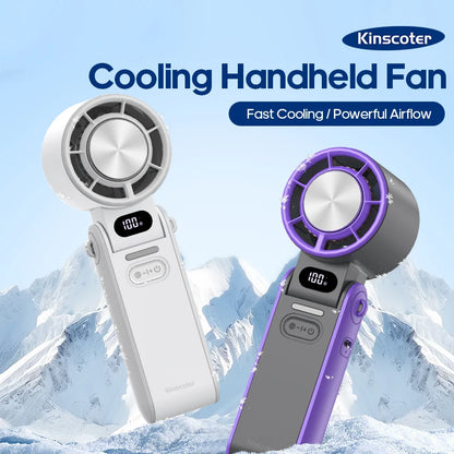 KINSCOTER Foldable Handheld Fan – 3600mAh, 100-Speed, Ice Cooling