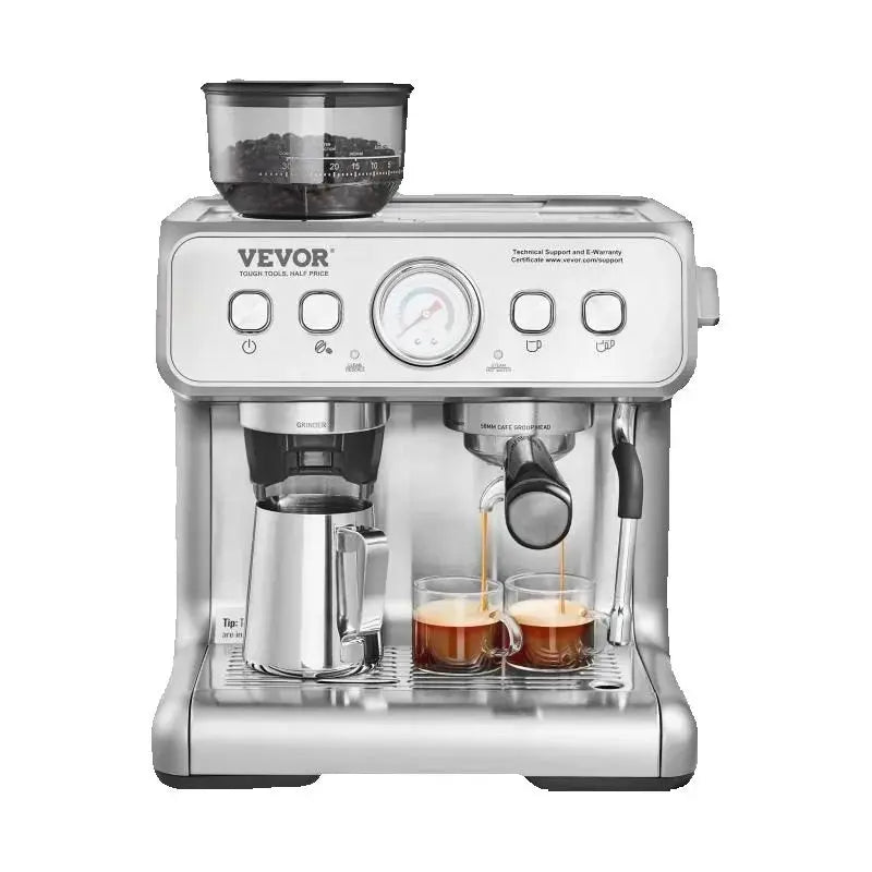 SucceBuy Espresso Machine with Grinder – 15 Bar, Semi-Automatic, Milk Frother Steam Wand