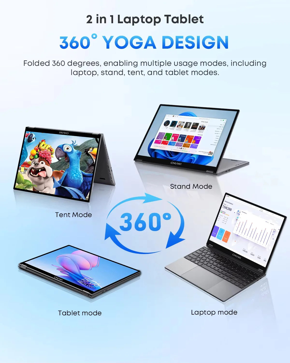 CHUWI FreeBook 2-in-1 Laptop – 13.4" Touch Screen, Intel N150, 16GB RAM, 512GB SSD, Windows 11