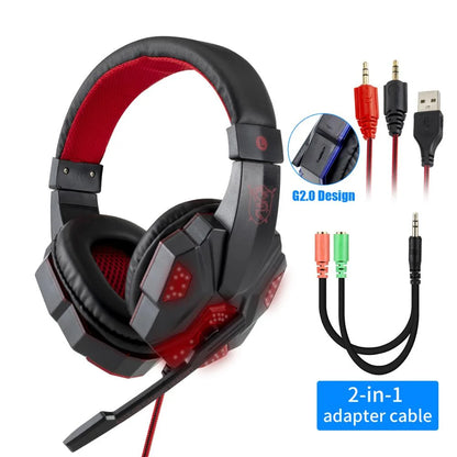LED Gaming Headset with Microphone – Wired, Bass Stereo for PC, PS4, PS5 & Xbox