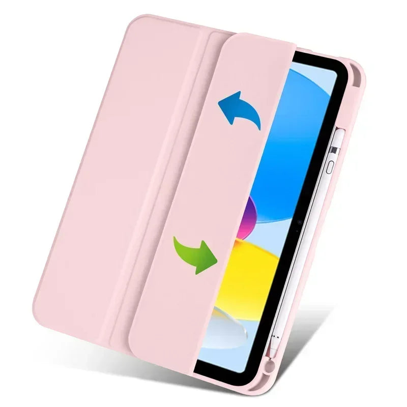 iPad Case with Pen Holder – Trifold Acrylic Clear Back Cover for iPad 9.7–11"