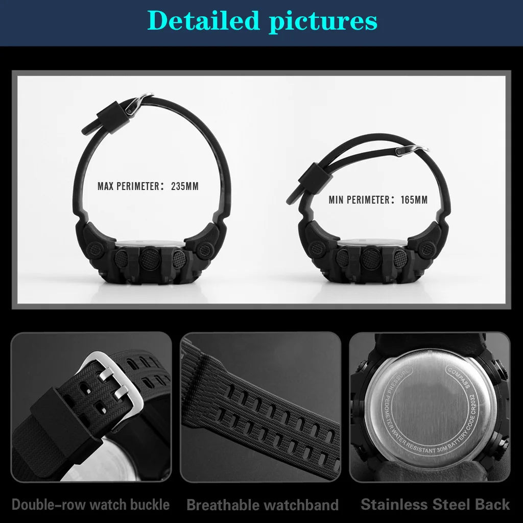 Men's R.E.D. Sports Electronic Wristwatch with large dial, waterproof design, luminous display, and alarm feature.