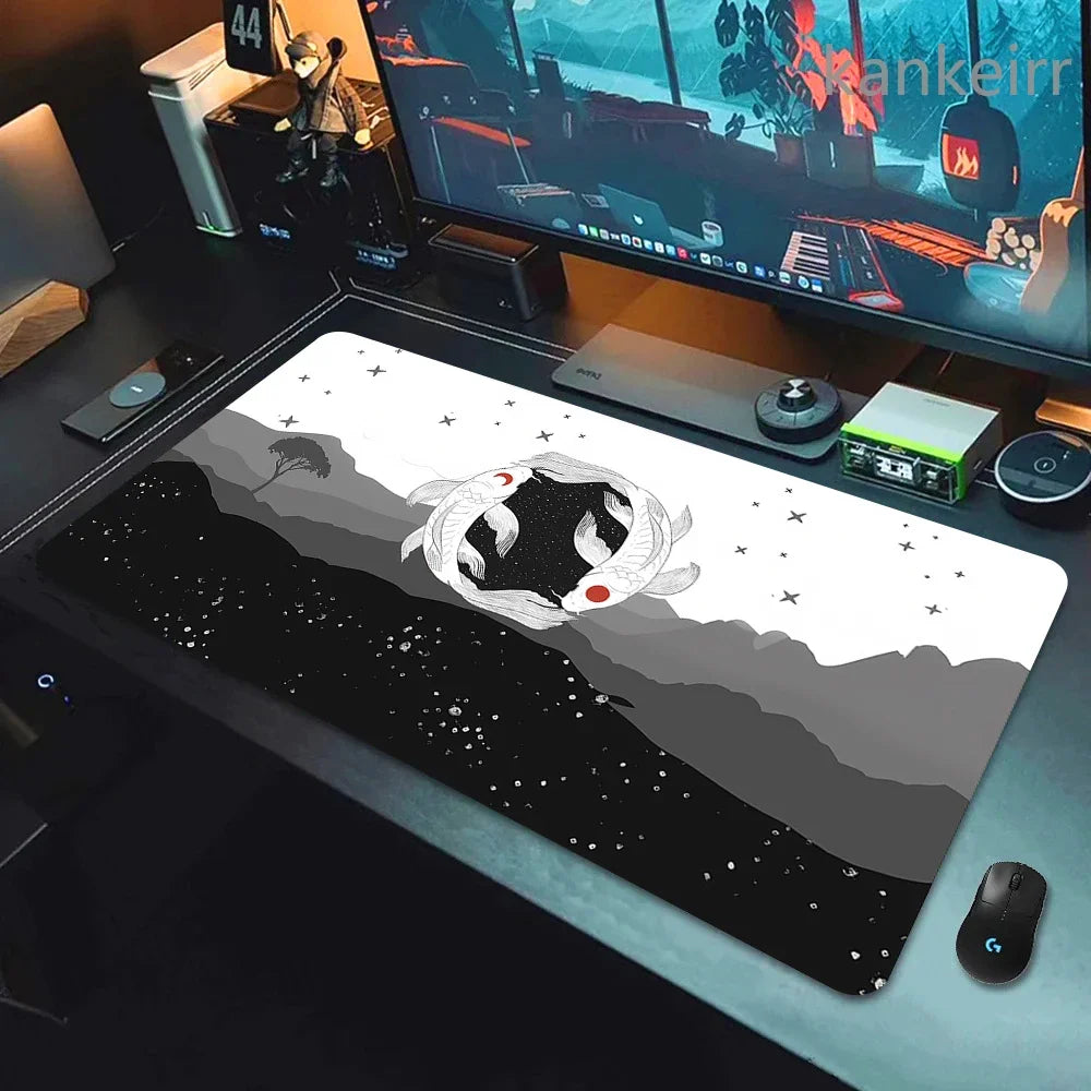 Koi Fish Taichi XXL Gaming Deskmat 90x40 – Natural Rubber, Anti-Slip, Smooth Surface