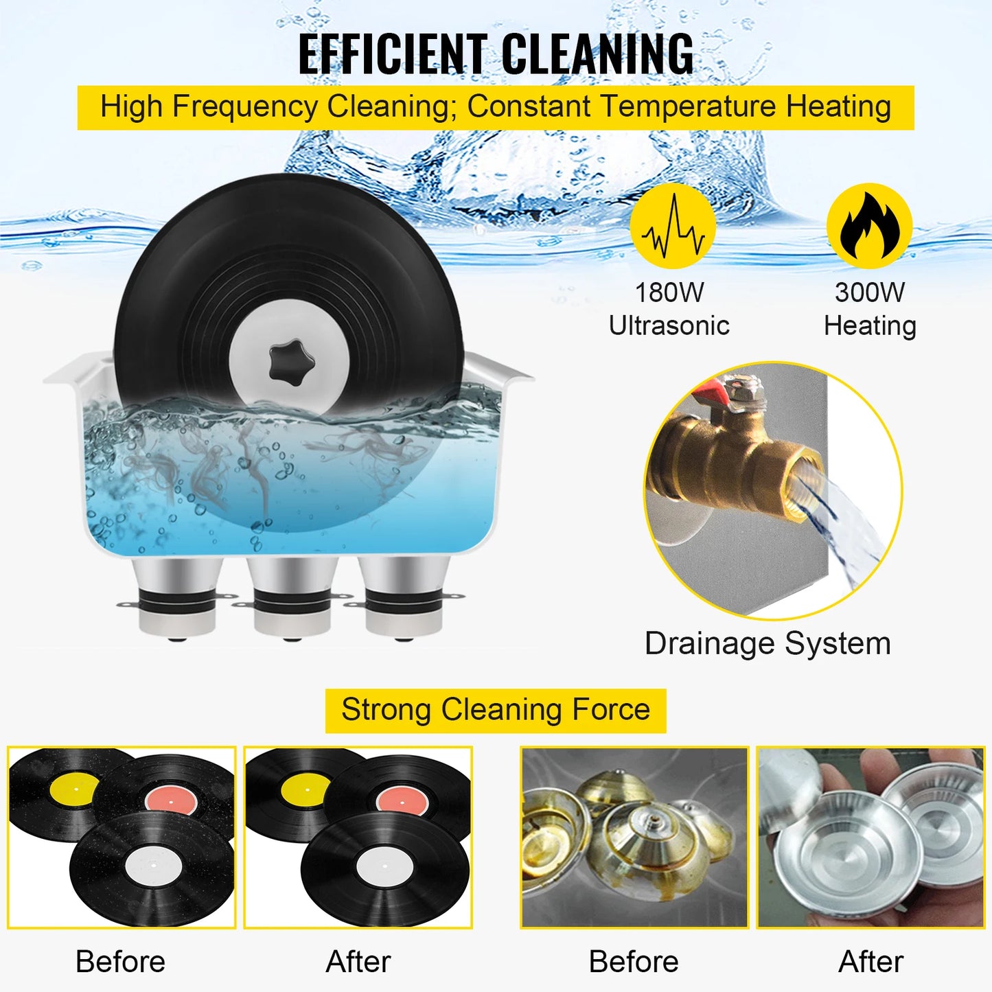 SucceBuy 6L Ultrasonic Vinyl Record Cleaner | Jewelry, Dental & Contact Lens