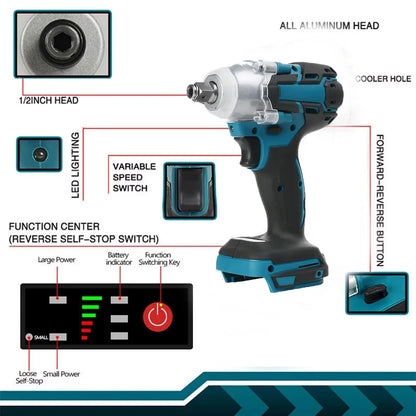 1/2" Brushless Cordless Impact Wrench 520NM – Compatible with 18V Battery