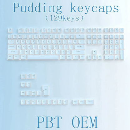 129-Key Pudding Keycaps – OEM Profile PBT, Transparent, MX Hot-Swap Compatible