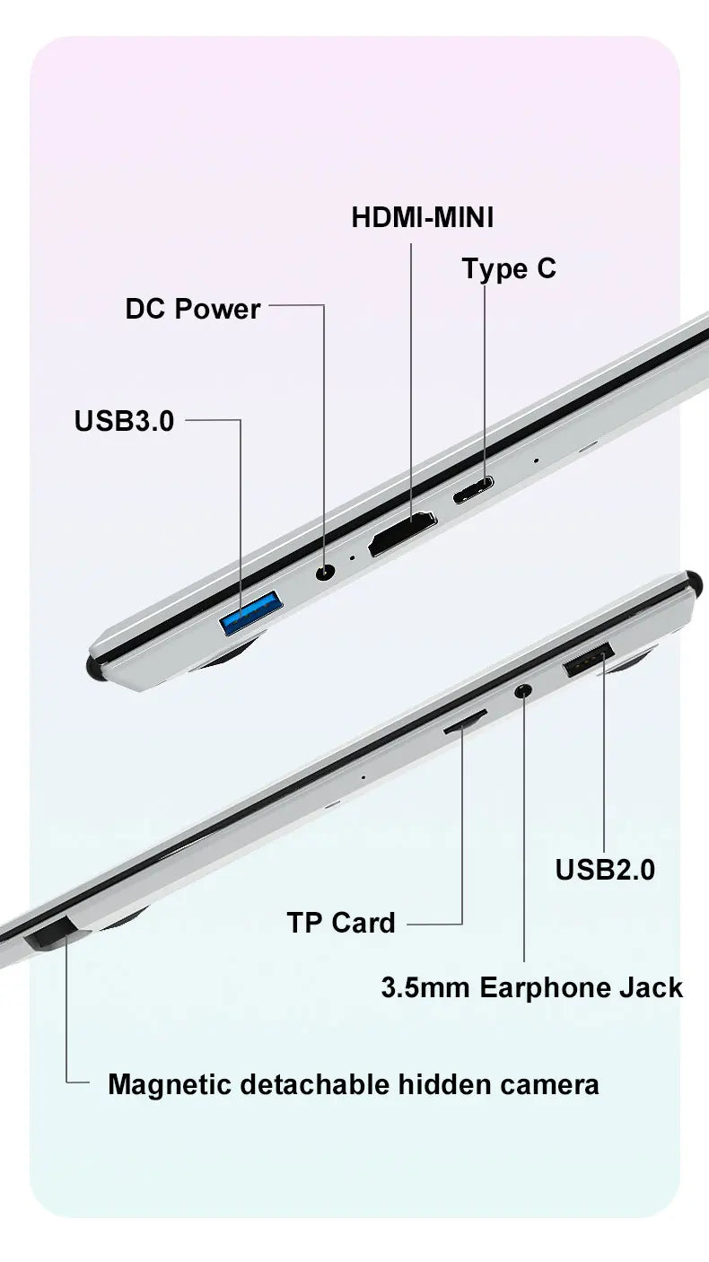 CRELANDER 15.6" Ultraslim Laptop – Intel N100, 16/32GB DDR4, up to 2TB SSD, RGB Backlit, Windows 11