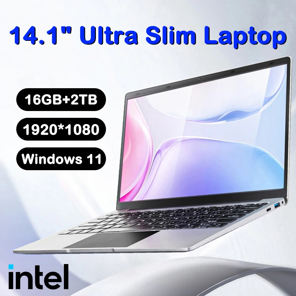 Ultra Slim 14.1" Laptop – Intel N3700, Up to 16GB RAM, Up to 2TB SSD, Win 11