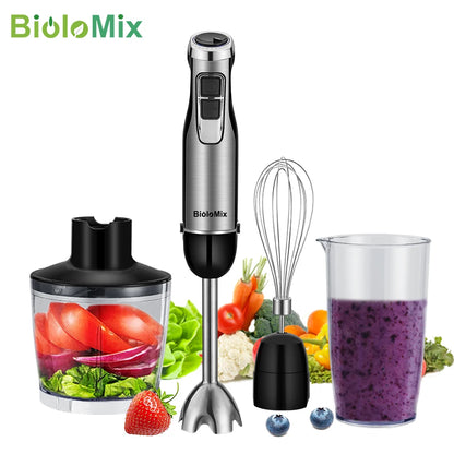 BioloMix 4-in-1 1200W Immersion Hand Blender with Chopper & Smoothie Cup