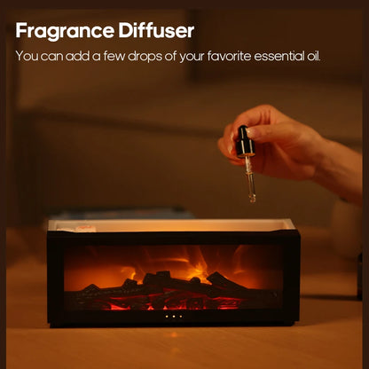 Fireplace Aroma Diffuser & Air Humidifier — Colorful Flame Effect, Timer, Remote Control, Home & Office