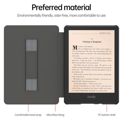 Kindle Paperwhite 12th Generation 2024 Case – Leather, Auto Sleep, Hand Strap