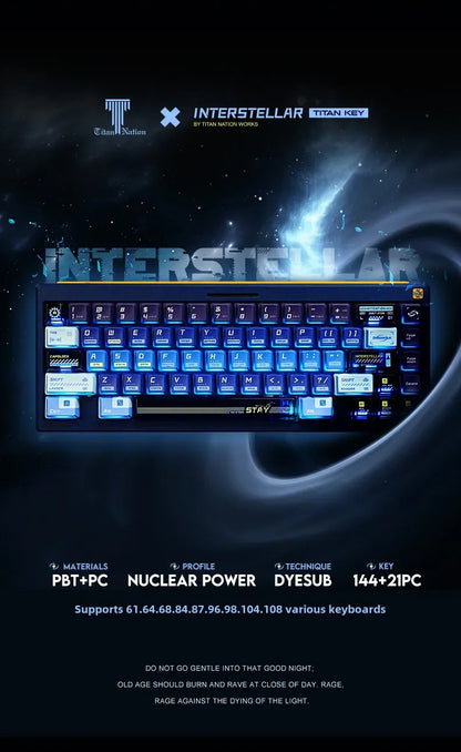 Titan Nation Interstellar Crossing Keycaps Original Height PBT Material PC Transparent Thermally Sublimated HighQuality 144 Keys