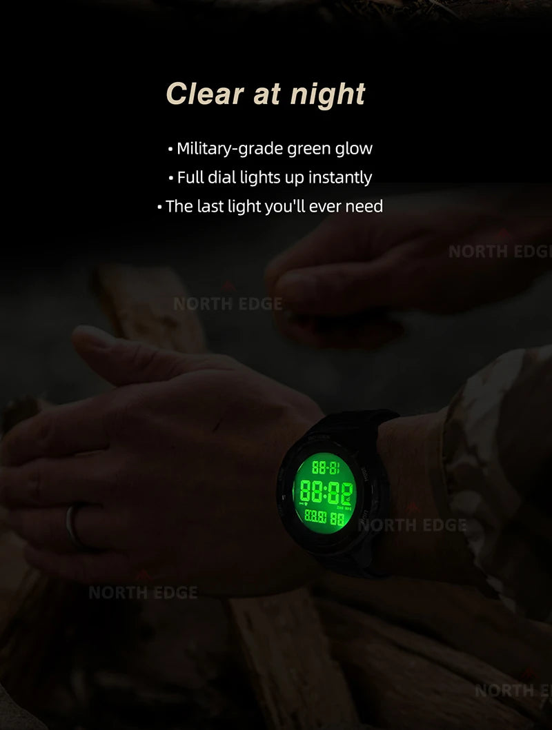 NORTH EDGE TERRAX Men's Digital Sport Watch – 50M Waterproof, Stopwatch, Countdown, Outdoor