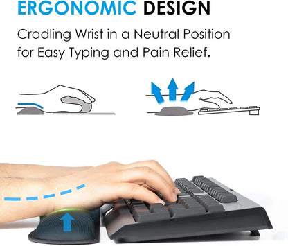 FunDigi Memory Foam Wrist Rest Mouse Pad – Superfine Fibre, Ergonomic, 4 Styles