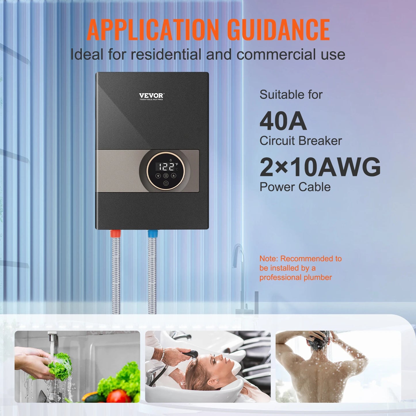 SucceBuy Instant Electric Water Heater 8/13.8/18kW | On-Demand, Digital Display, Easy Install