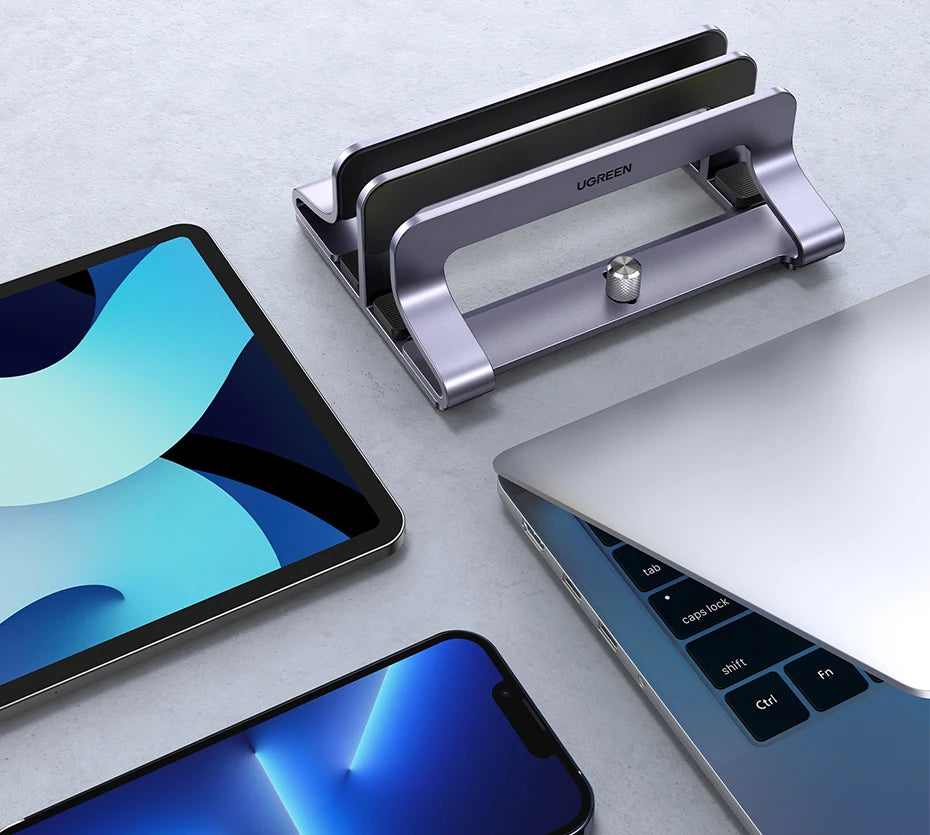 UGREEN Vertical Laptop Stand – Aluminum, Foldable, 1/2/3 Slots for MacBook Air, Pro & Tablets