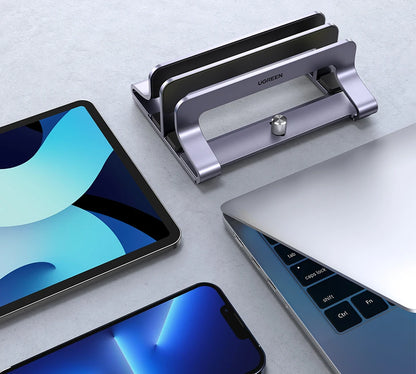 UGREEN Vertical Laptop Stand – Aluminum, Foldable, 1/2/3 Slots for MacBook Air, Pro & Tablets