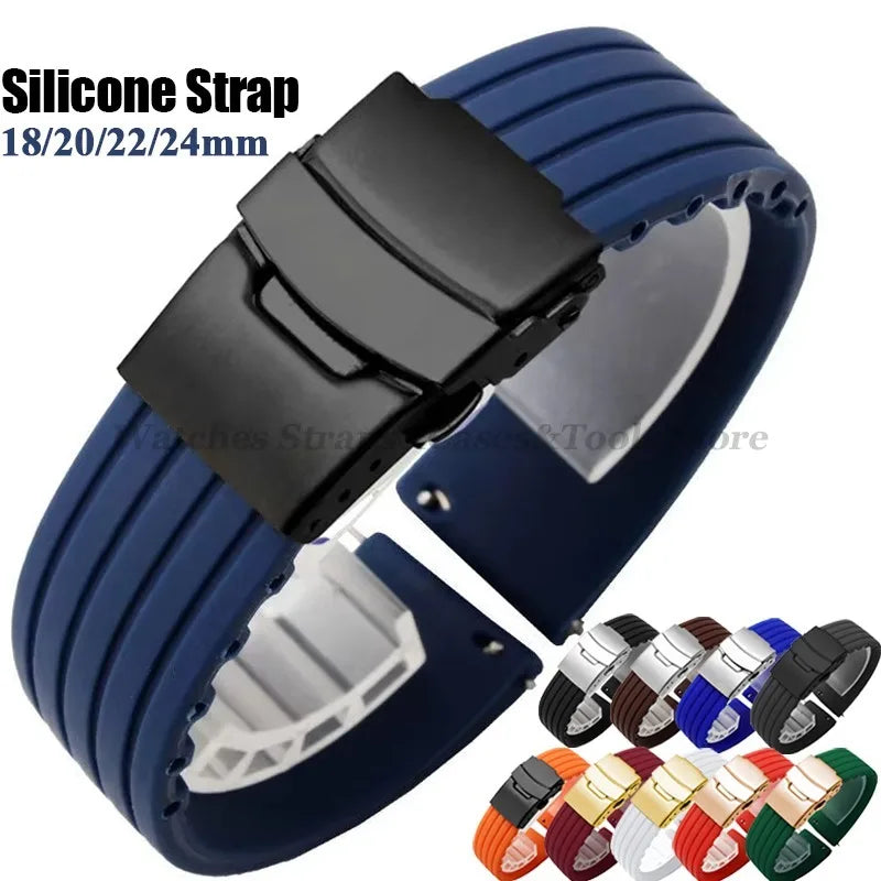 Quick Release Silicone Watch Strap 18–24mm – For Huawei, Seiko, Omega, Fossil & More