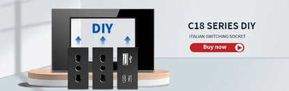 DELEFU Black Tempered Glass Wall Socket – USB Type-C Fast Charging Schuko & Italy