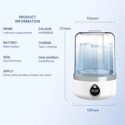 Mi Portable Mini Washing Machine 1.5L — Wireless Underwear & Socks Cleaner, LED Laundry Bucket