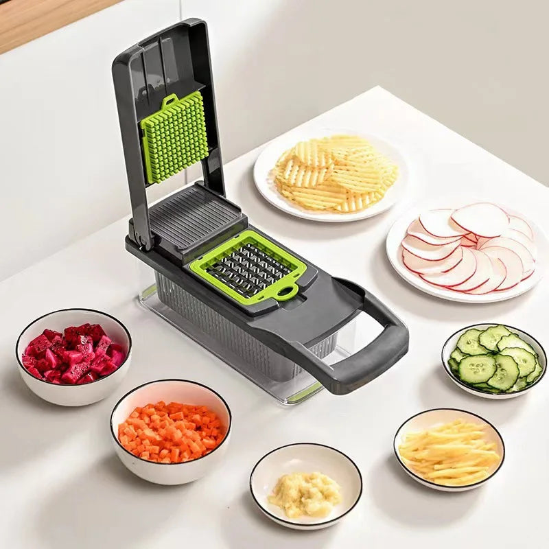 Safe Hand Guard Vegetable & Fruit Cutter | Stainless Steel Slicer 33x12cm