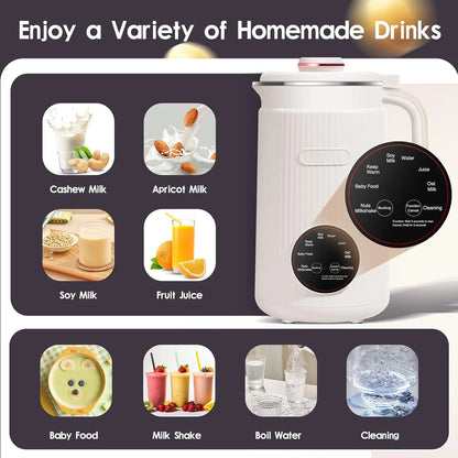 8-in-1 Automatic Nut Milk Machine & Coffee Maker – 40oz, Self-Cleaning, Delay Start, Keep Warm