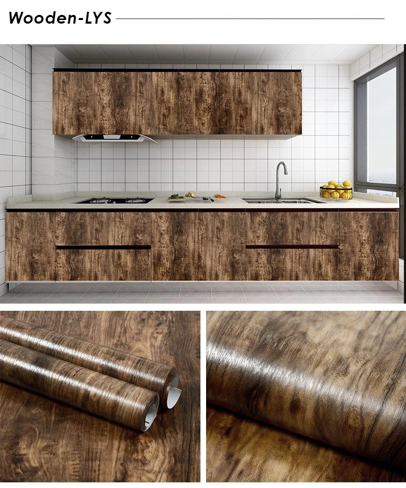 Self-Adhesive Waterproof Wood Effect Wallpaper Roll – PVC Vinyl