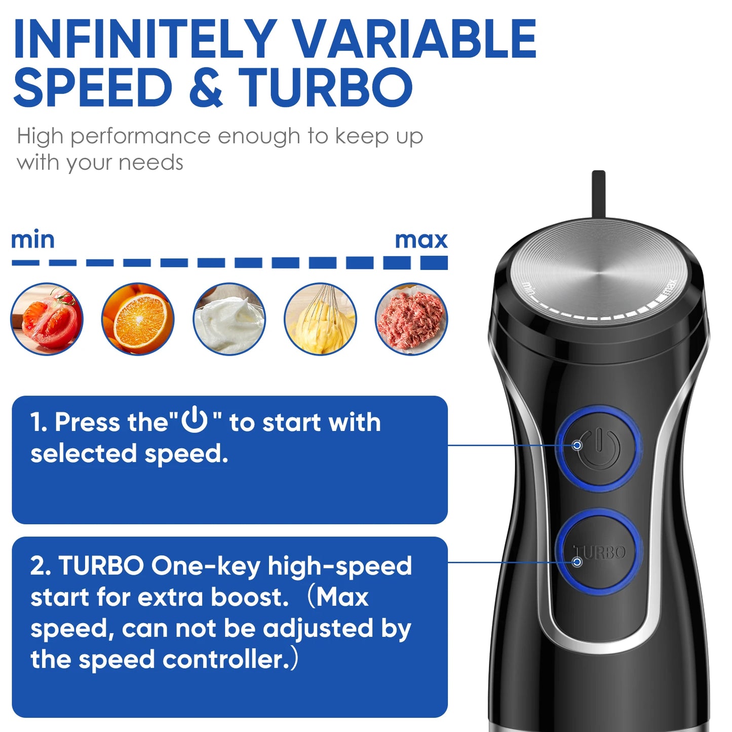 BioloMix 5-in-1 1500W Immersion Hand Blender – Stainless Steel Food Processor