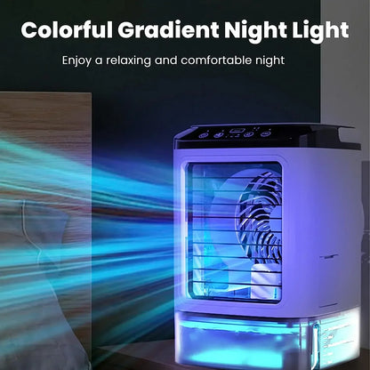 Portable Desktop Air Cooler Fan — Dual Spray, Ultrasonic Atomization, 3-Speed, Night Light