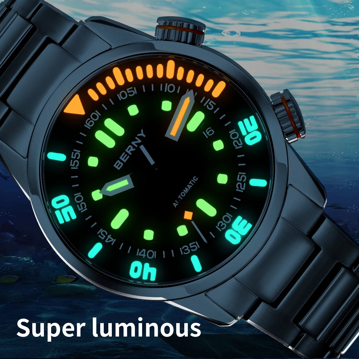 BERNY Automatic Dive Watch – Sapphire Crystal, 200M Water Resistant, NH35 Movement