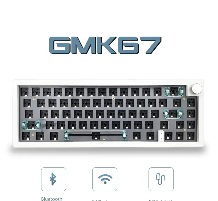 GMK67 Wireless Mechanical Keyboard Kit – 63 Keys, Bluetooth 5.0 / 2.4G / Wired, RGB Hot-Swap | Gaming & Custom Build