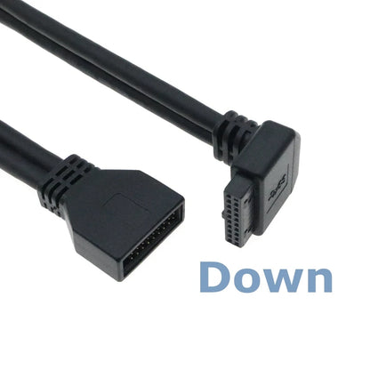 90° USB 3.0 Front Panel Extension Cable – 20-Pin / 19-Pin Elbow Adapter, 0.2m