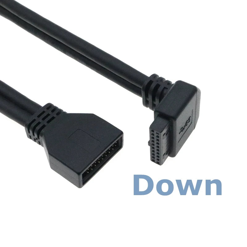 CableCC 90° USB 3.0 20-Pin Motherboard Extension Cable – Straight/Left/Right/Up/Down, 0.2m