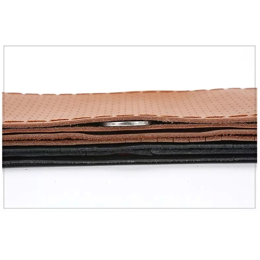 Genuine Leather Braid Steering Wheel Cover | 38cm Hand-Sewn Cowhide with Needles & Thread