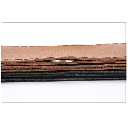 Genuine Leather Braid Steering Wheel Cover | 38cm Hand-Sewn Cowhide with Needles & Thread