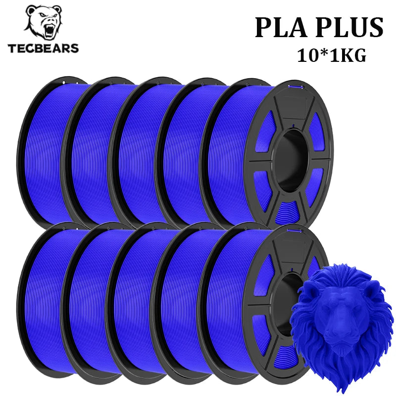 TECBEARS PLA+ Filament – 10KG Bundle, 1.75mm, Multi-Color, High Toughness, No Bubbles for FDM Printers
