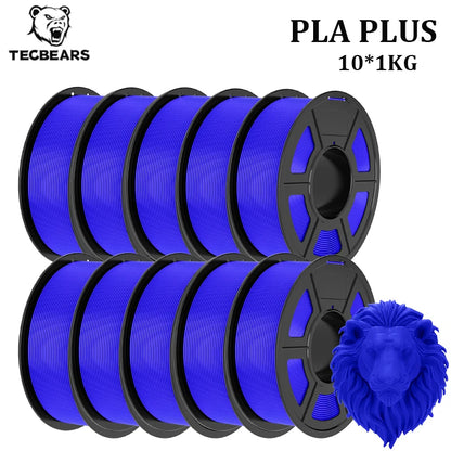 TECBEARS PLA+ Filament – 10KG Bundle, 1.75mm, Multi-Color, High Toughness, No Bubbles for FDM Printers