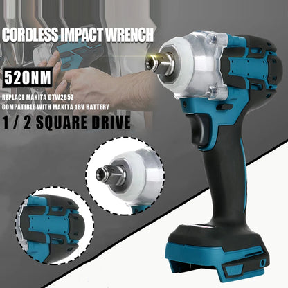 1/2" Brushless Cordless Impact Wrench 520NM – Compatible with 18V Battery