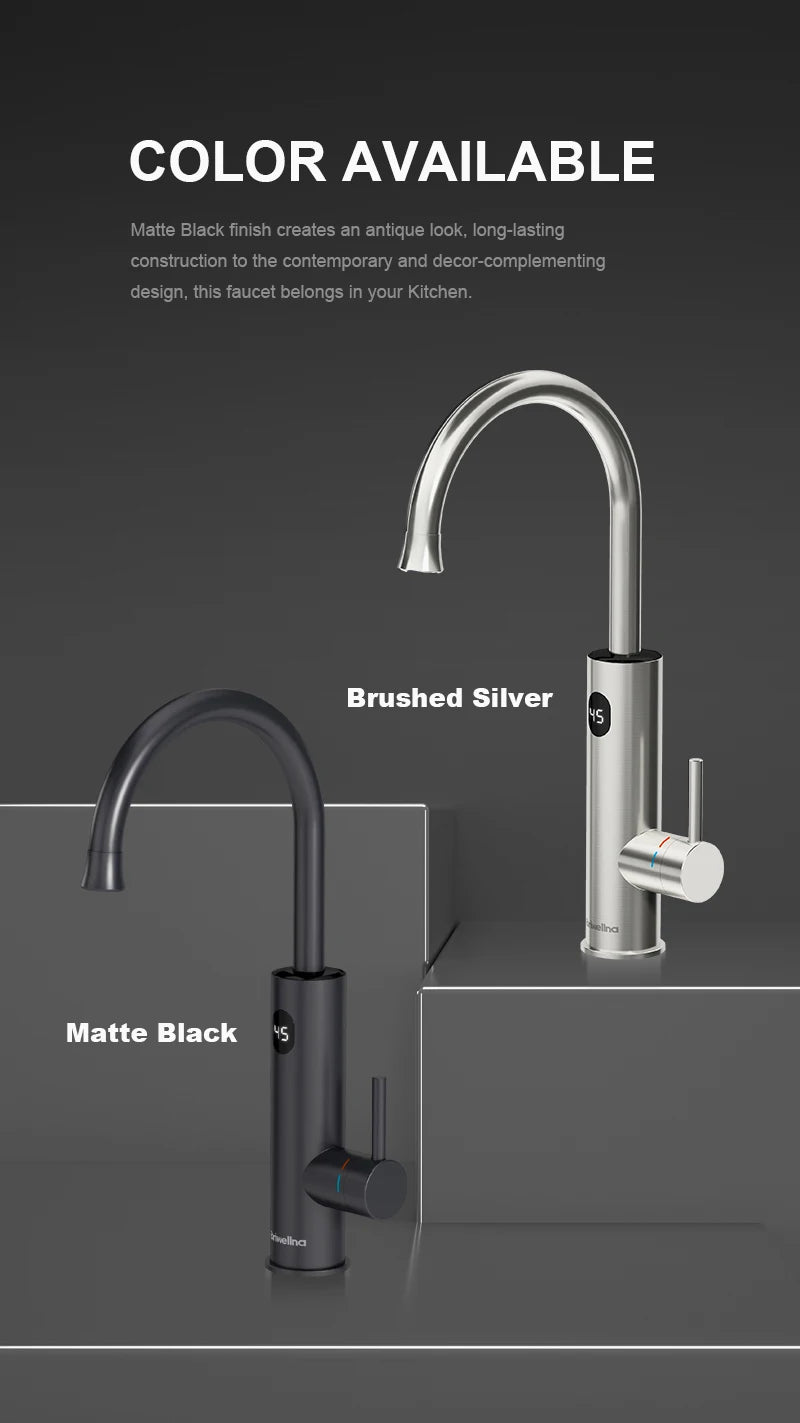 Briwellna 2-in-1 Instant Electric Water Heater Faucet | 3300W | 220V | Kitchen & Bathroom | CE Certified | EU Plug